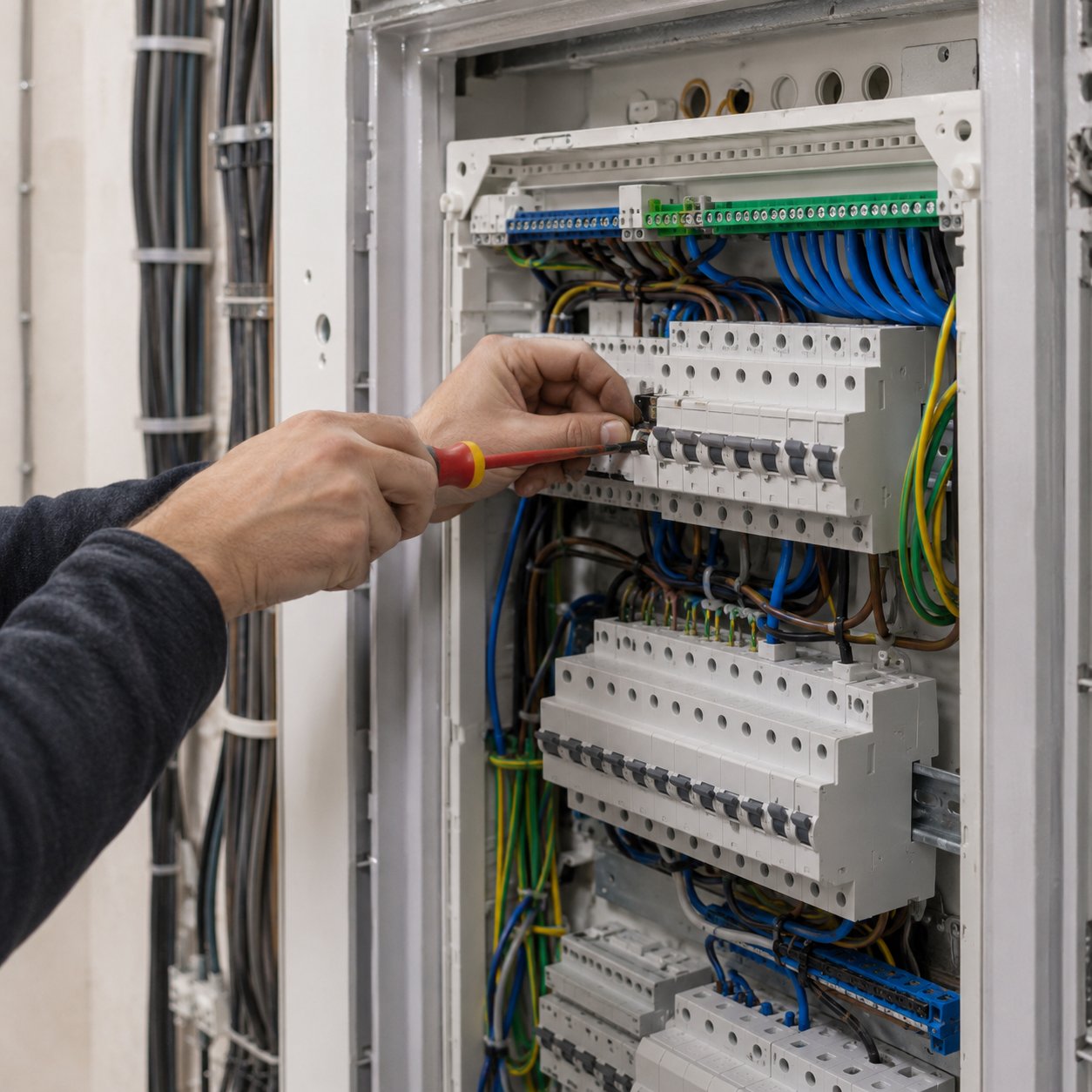 Elektroinstalace — práce na rozvaděči